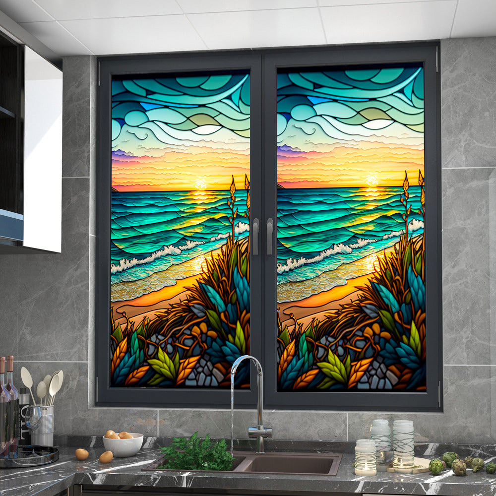 2 Sheets Static Cling Privacy Window Sticker-Sun Rise