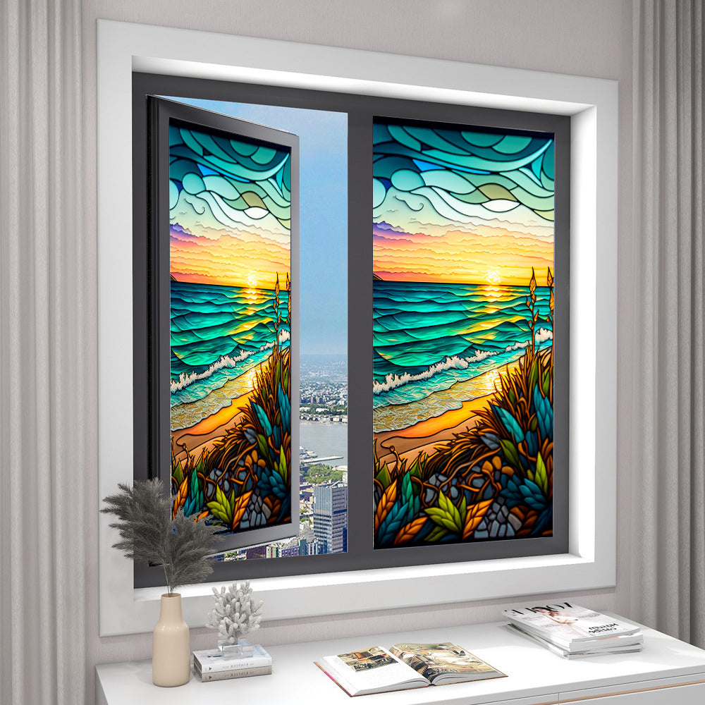 2 Sheets Static Cling Privacy Window Sticker-Sun Rise