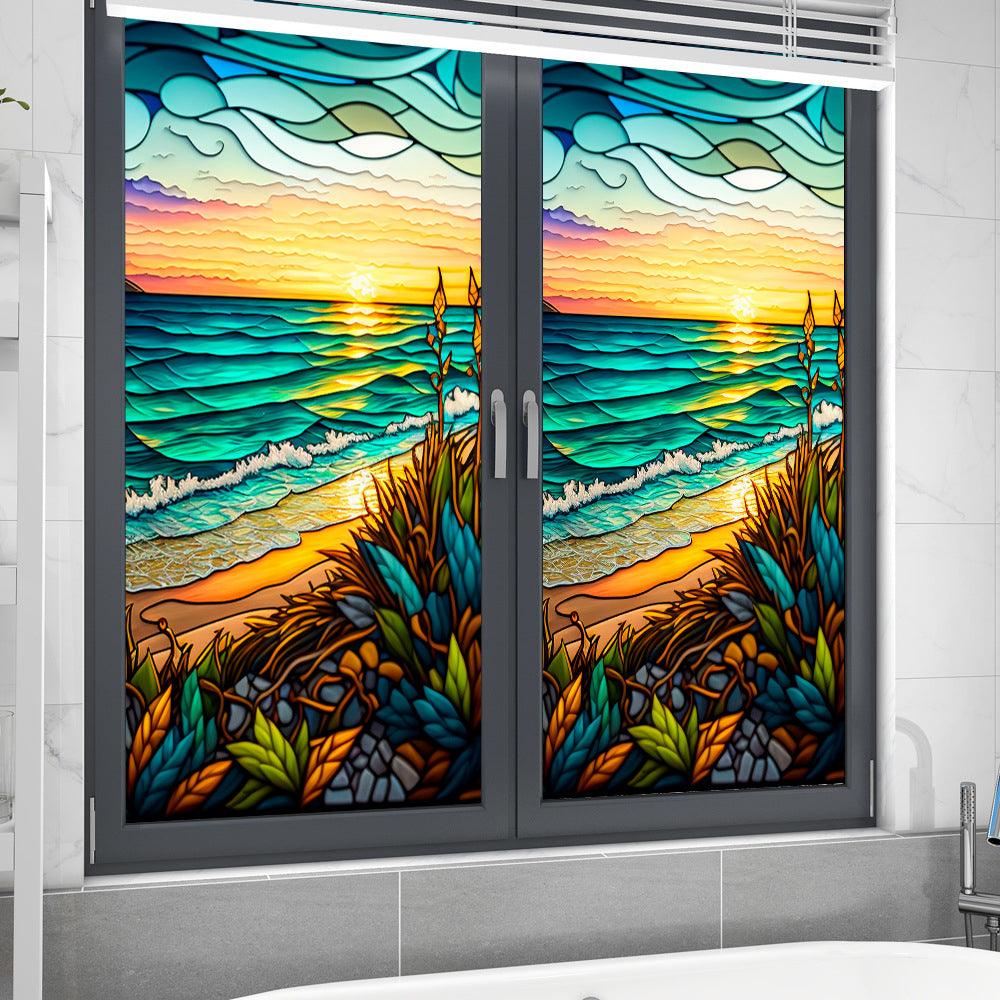 2 Sheets Static Cling Privacy Window Sticker-Sun Rise