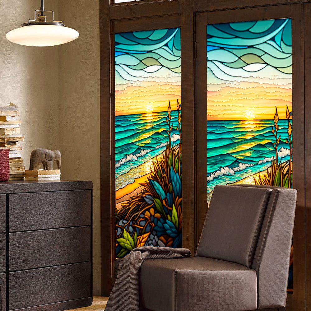 2 Sheets Static Cling Privacy Window Sticker-Sun Rise