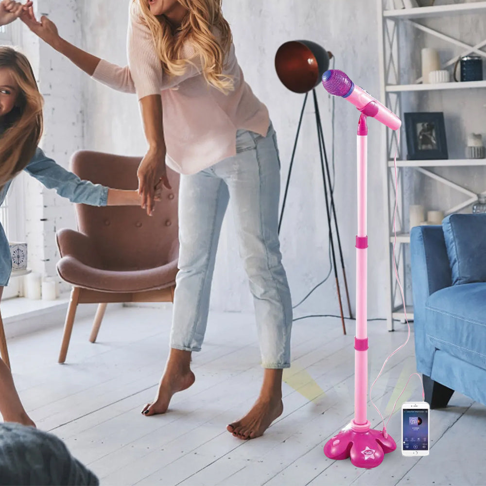 Kids Karaoke Machine with 1 Microphone Adjustable Stand Music Play Toy