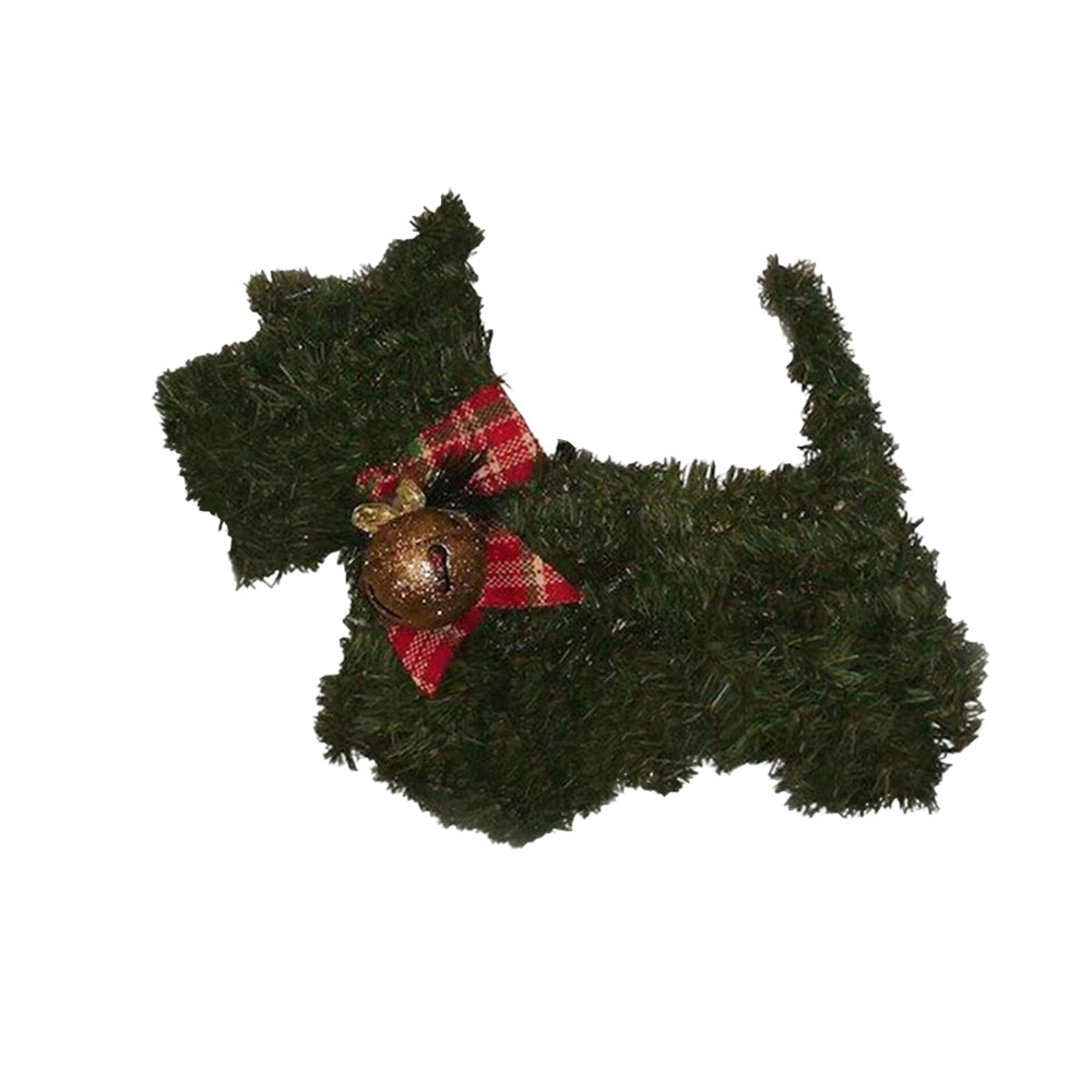 Cat/Dog Shaped Christmas Wreath-Dog with Plaid Bow