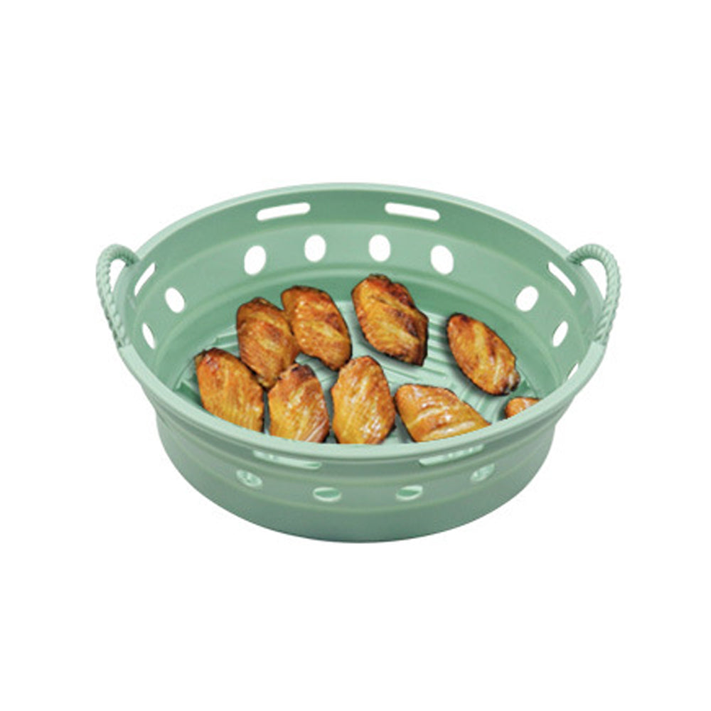 2Pcs Round Foldable Air Fryer Silicone Pot Reusable Air Fryer Basket Oven Baking Tray Pan Air Fryer Liner