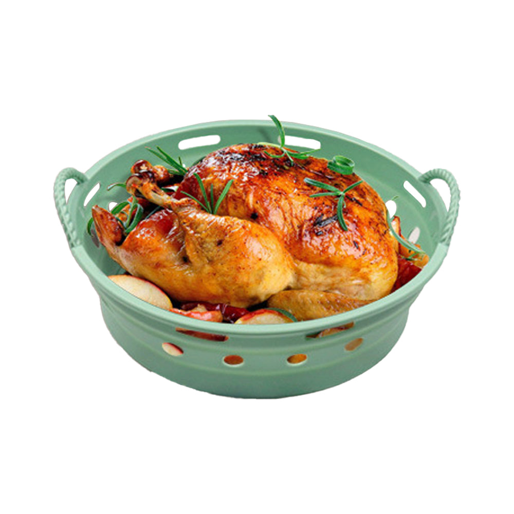 2Pcs Round Foldable Air Fryer Silicone Pot Reusable Air Fryer Basket Oven Baking Tray Pan Air Fryer Liner