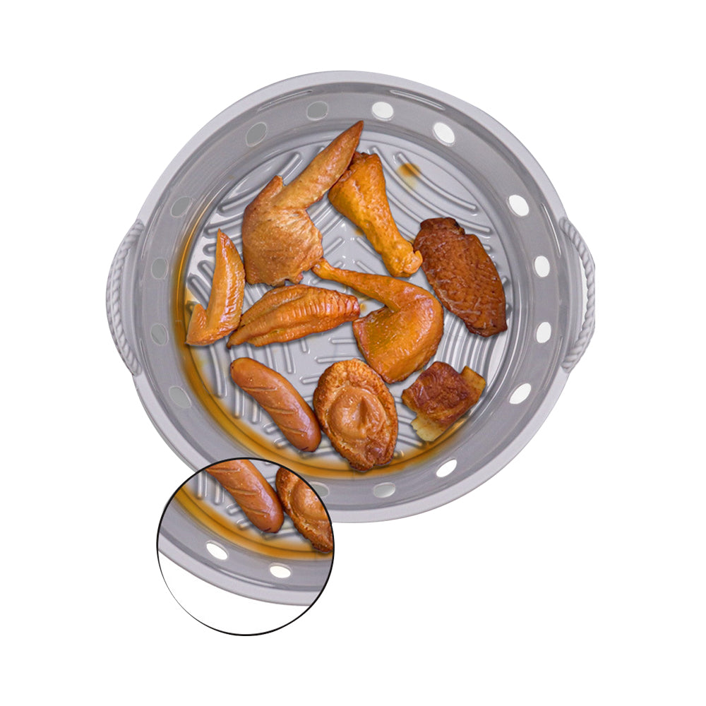 2Pcs Round Foldable Air Fryer Silicone Pot Reusable Air Fryer Basket Oven Baking Tray Pan Air Fryer Liner