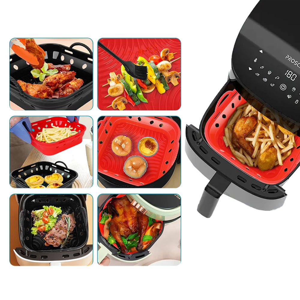 2Pcs Square Foldable Air Fryer Silicone Liner