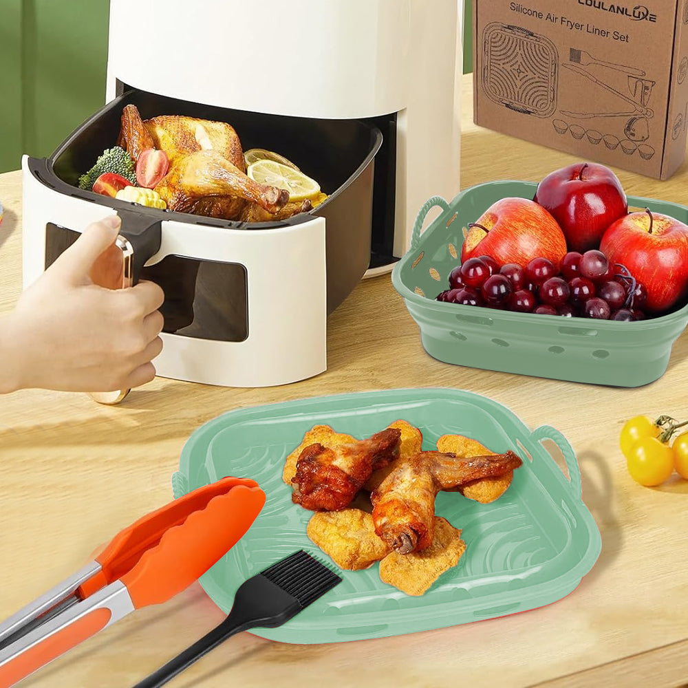 2Pcs Square Foldable Air Fryer Silicone Liner