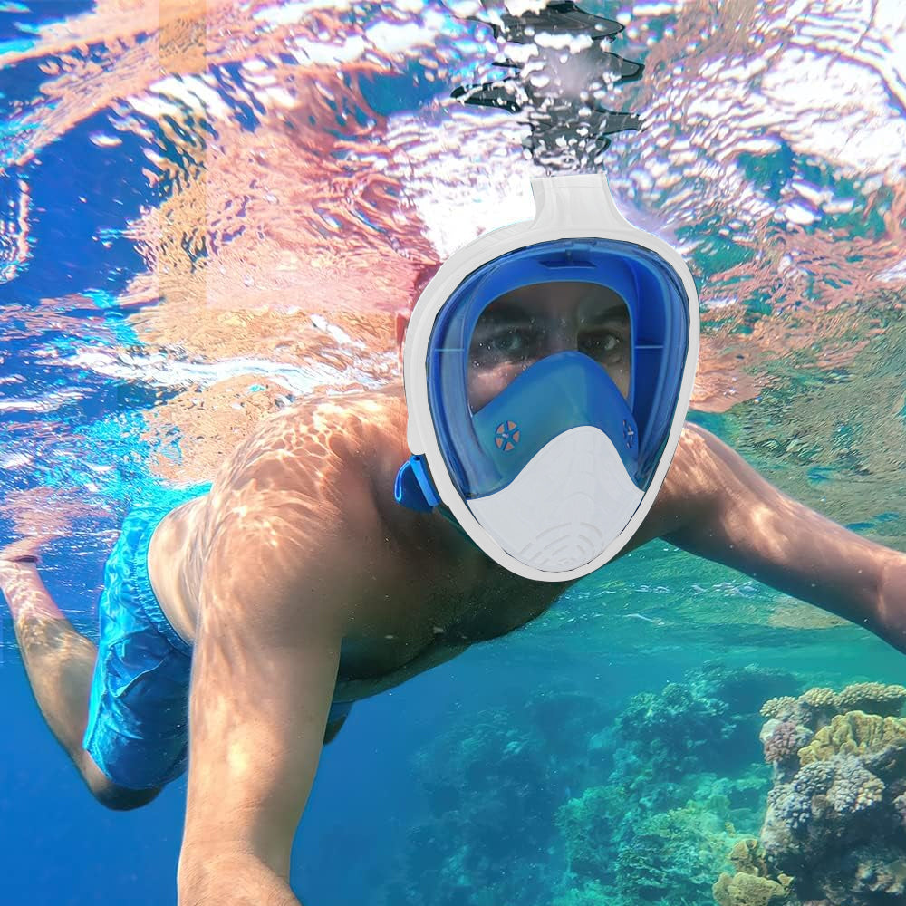 Full Face Snorkel Mask with Camera Mount and 2 Transparent Waist Bags
