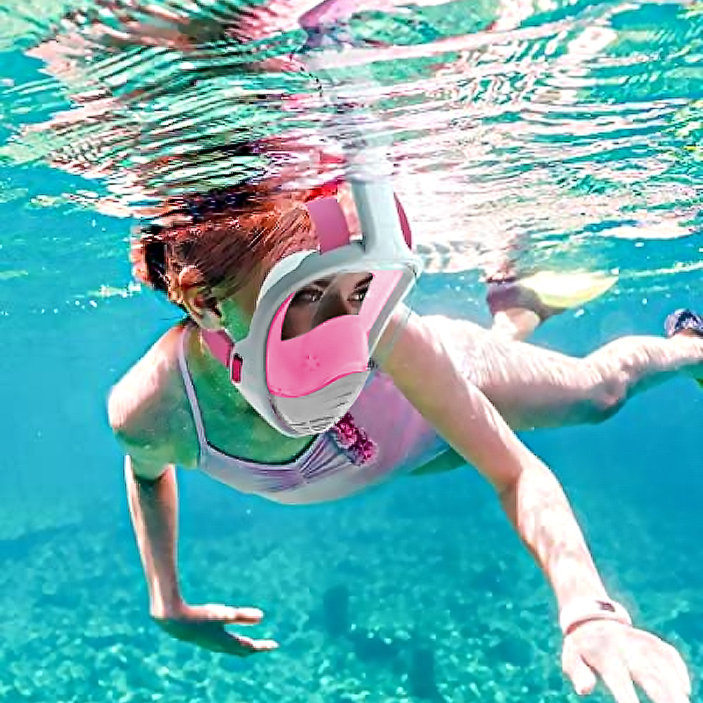 Full Face Snorkel Mask with Camera Mount and 2 Transparent Waist Bags