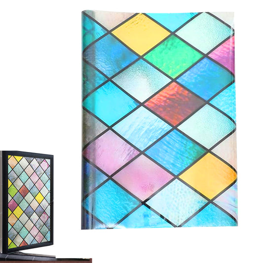 Static Cling Rainbow Lattice Glass Window Film Stained Window Sticker
