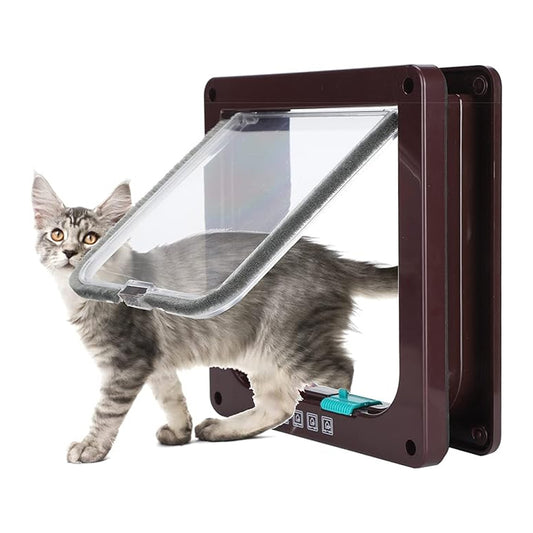 4 Ways Pet Door Locking Dog Cat Flap Adhesive Frame