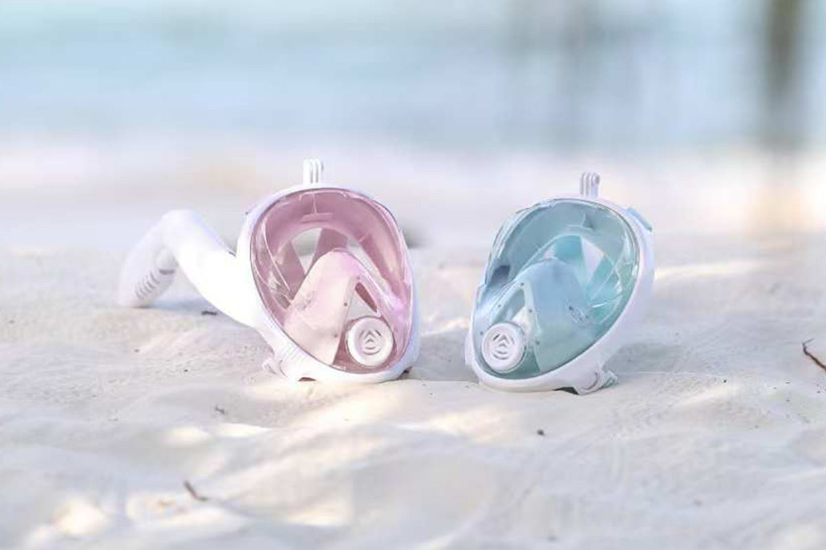 Adults Full Face Snorkel Mask Side Snorkel Mask Panoramic View Snorkeling Gear