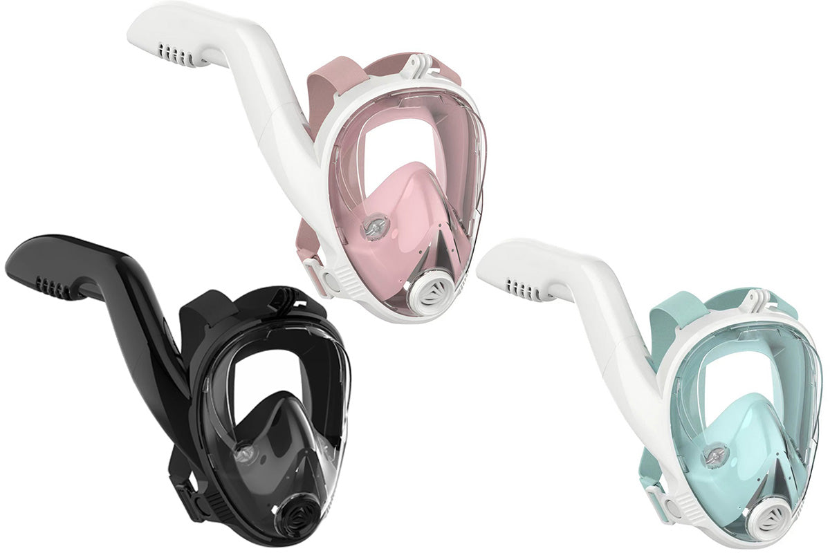 Adults Full Face Snorkel Mask Side Snorkel Mask Panoramic View Snorkeling Gear