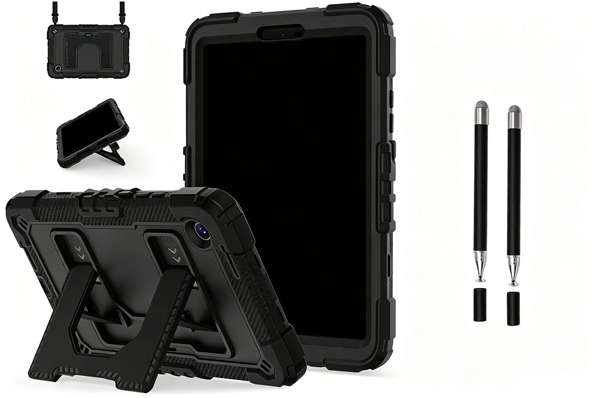 1pc Shockproof Tablet Case with Kickstand Shoulder Strap for Samsung Tablet and 2pcs Dual Tip Stylus Pens