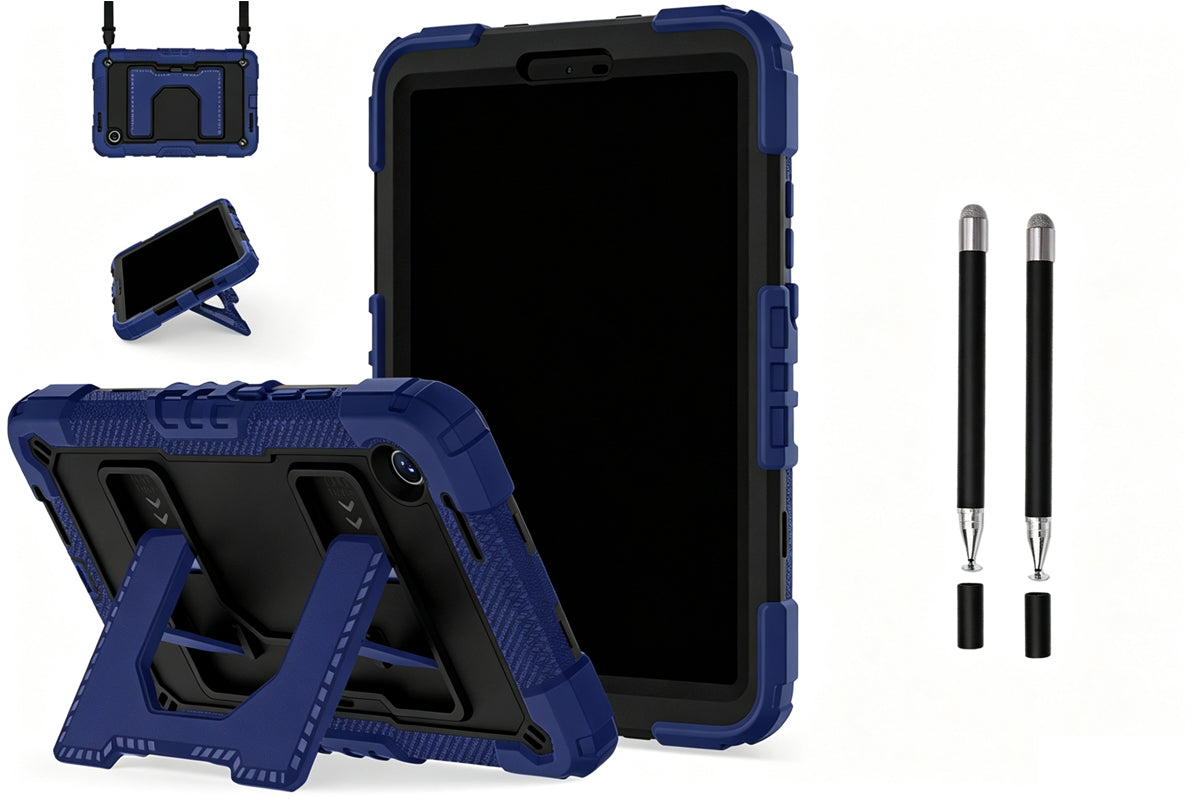 1pc Shockproof Tablet Case with Kickstand Shoulder Strap for Samsung Tablet and 2pcs Dual Tip Stylus Pens