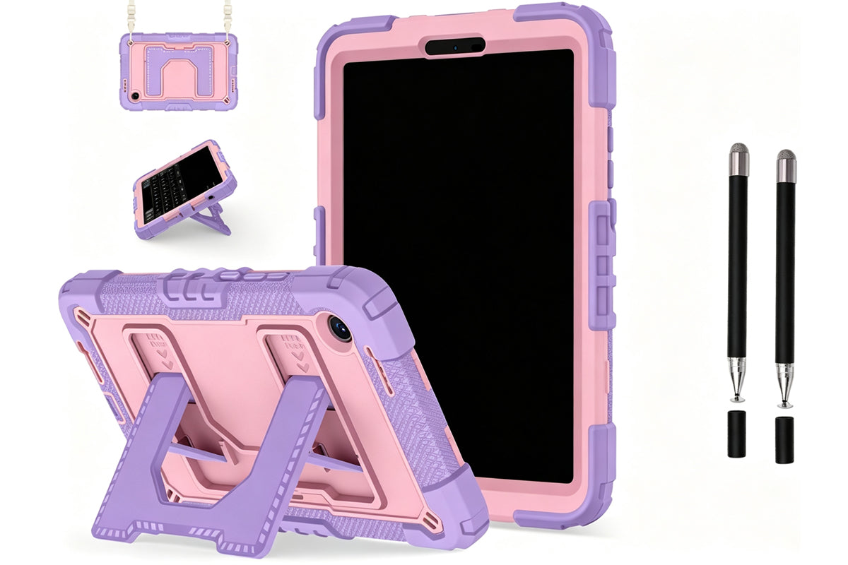 1pc Shockproof Tablet Case with Kickstand Shoulder Strap for Samsung Tablet and 2pcs Dual Tip Stylus Pens