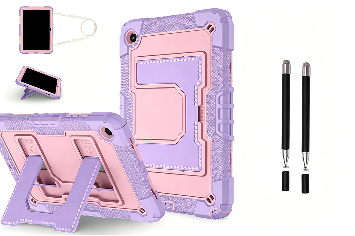 1pc Shockproof Tablet Case with Kickstand Shoulder Strap for Samsung Tablet and 2pcs Dual Tip Stylus Pens