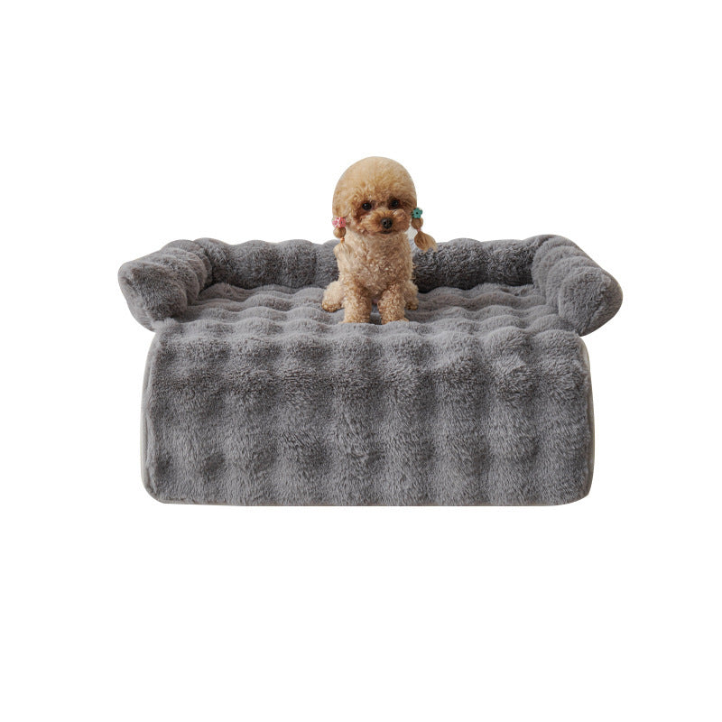 Fluffy Faux Rabbit Fur Pet Sofa Mat Raised Surround Bolster for Dogs Cats Pet Bed Sofa Protector