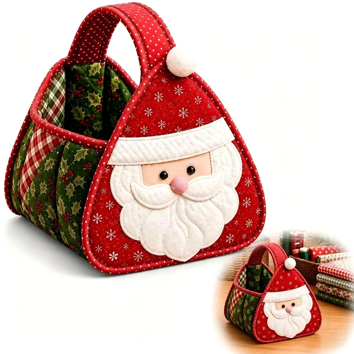 DIY Christmas Patchwork Basket Sewing Kit Fabric Quilting Craft Kit