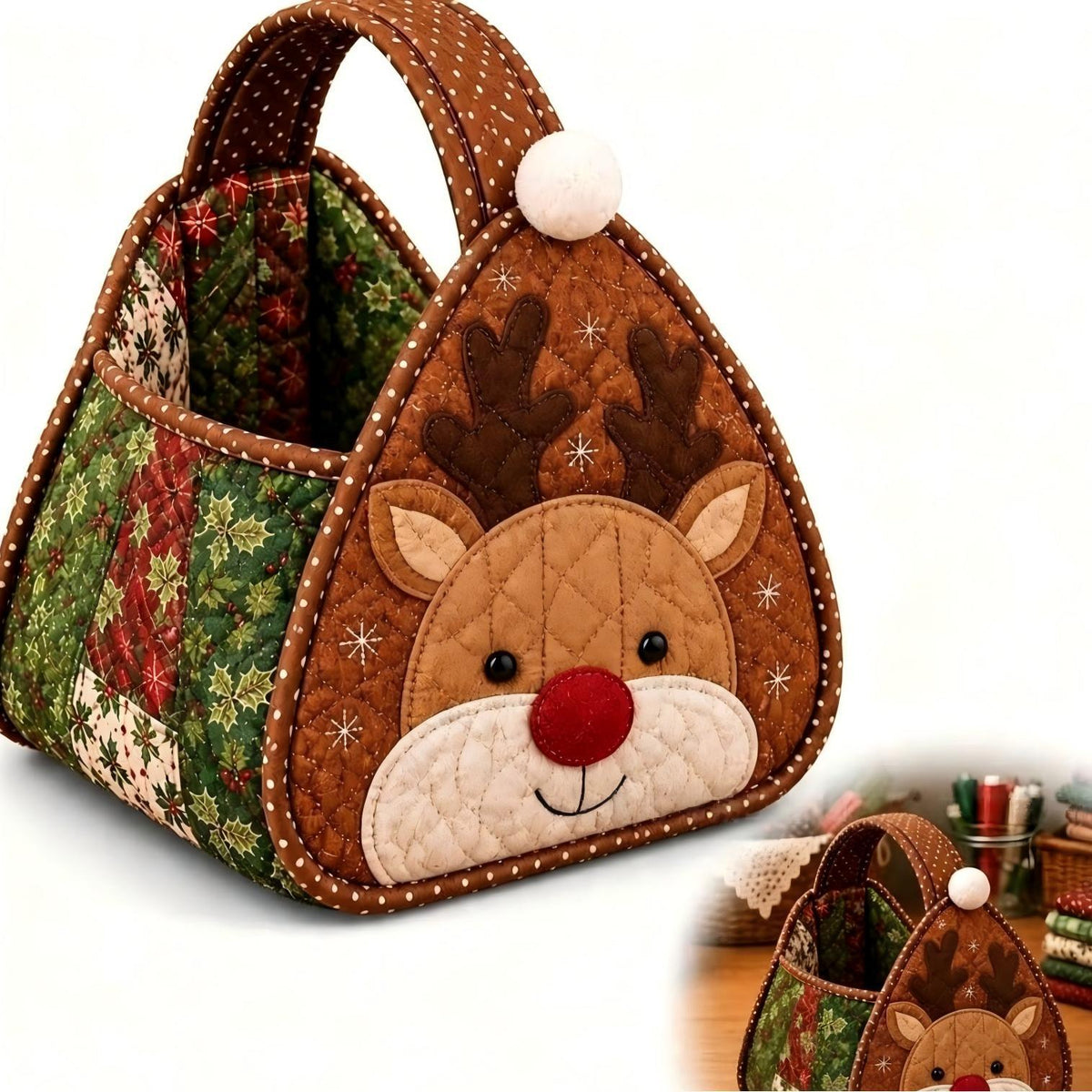 DIY Christmas Patchwork Basket Sewing Kit Fabric Quilting Craft Kit
