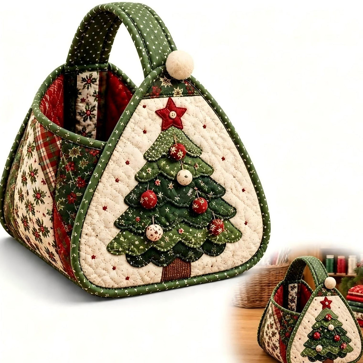 DIY Christmas Patchwork Basket Sewing Kit Fabric Quilting Craft Kit