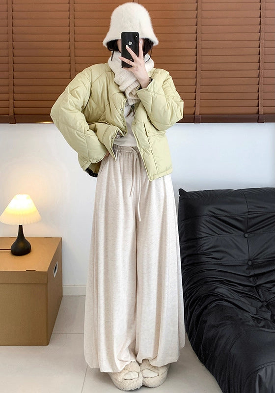 Womens Winter Warm Sherpa Fleece Lined Lantern Trousers with Pockets Flowy Pants Drawstring Loose Bloomer Pants