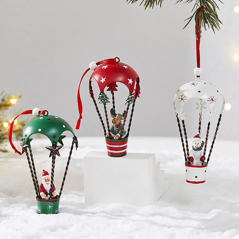 3 Pack Iron Parachute Hot Air Balloon Christmas Tree Hanging Ornament