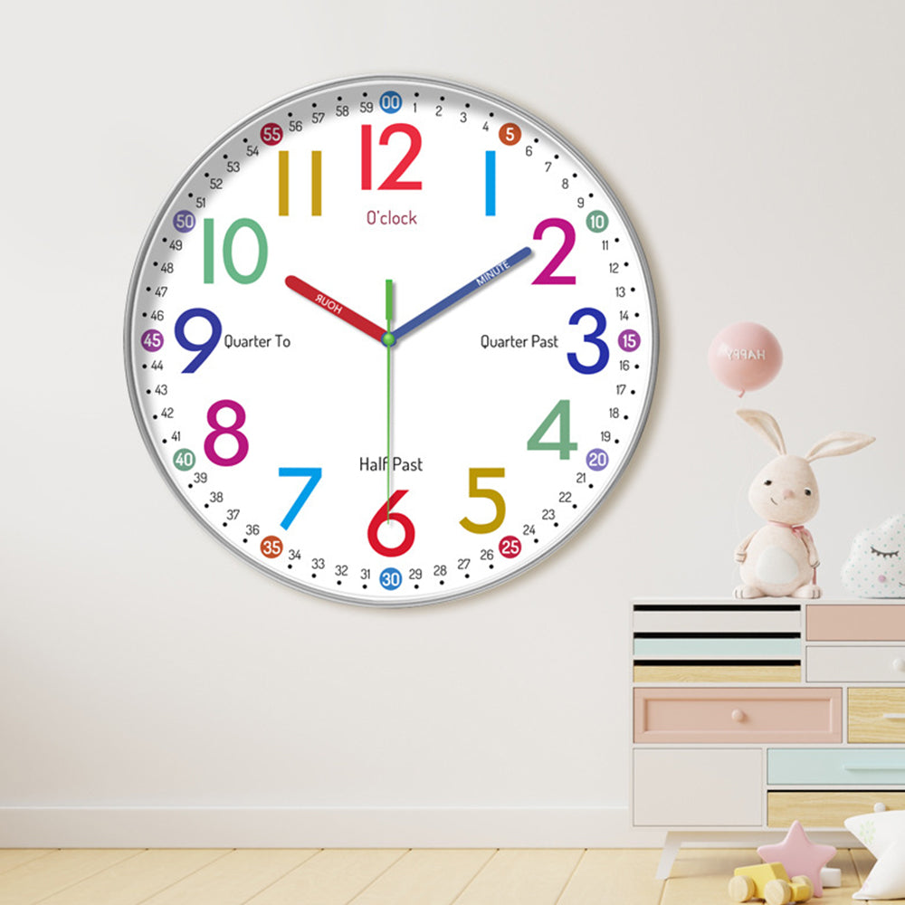 30.5CM Learning Clock for Kids Multicoloured Telling Time Teaching Clock