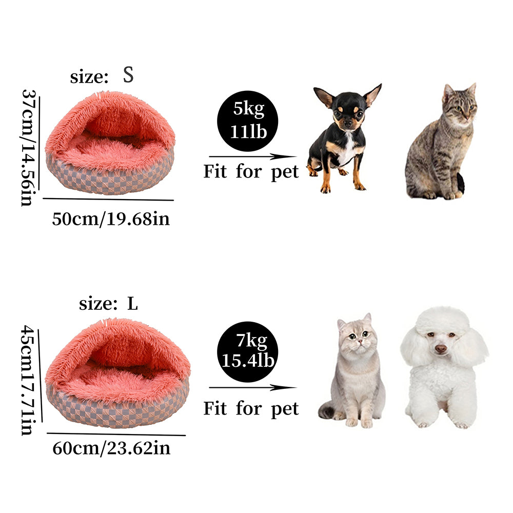 Plush Cushioned Hooded Winter Pet Bed