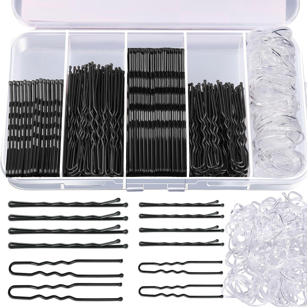 Hair Pins Set with Storage Box Bobby Pins & U Shaped Hair Clips Kit for Bun Updo Styling