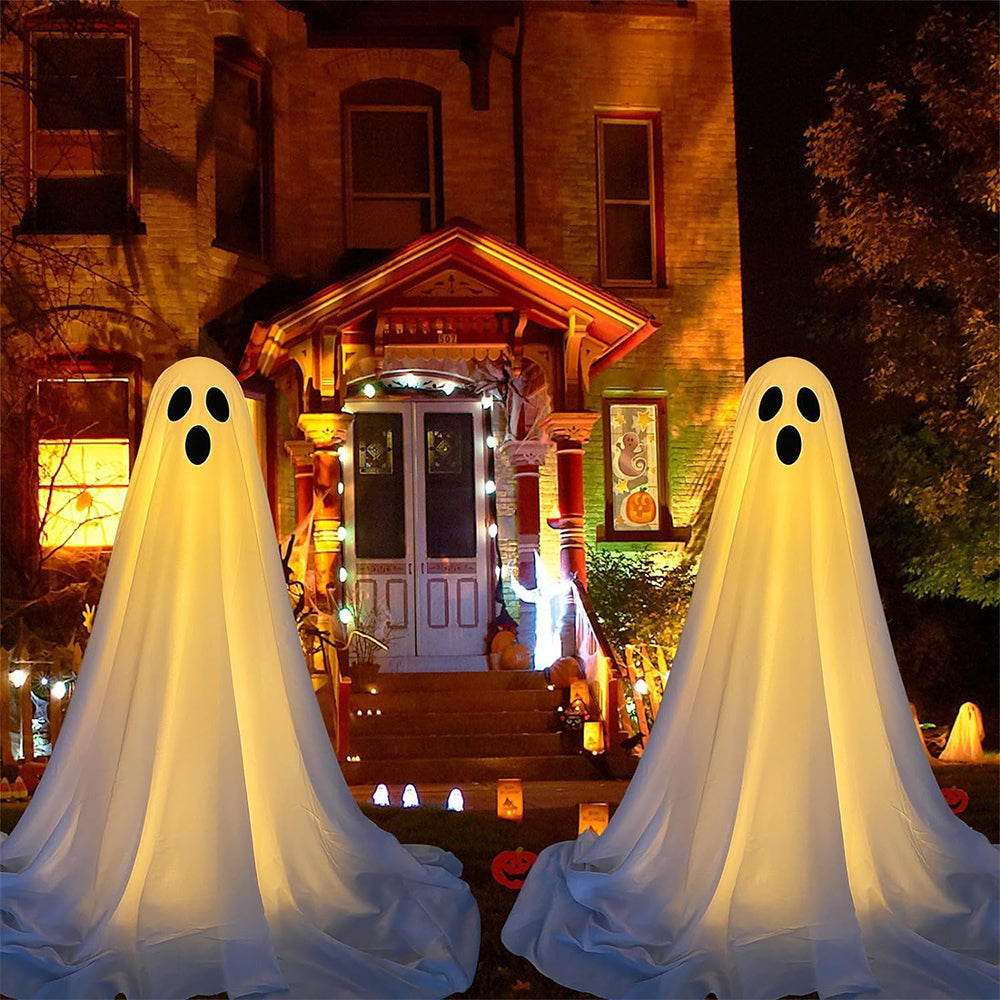 2Pcs Halloween Decoration Spooky Ghost Ornament with String Light