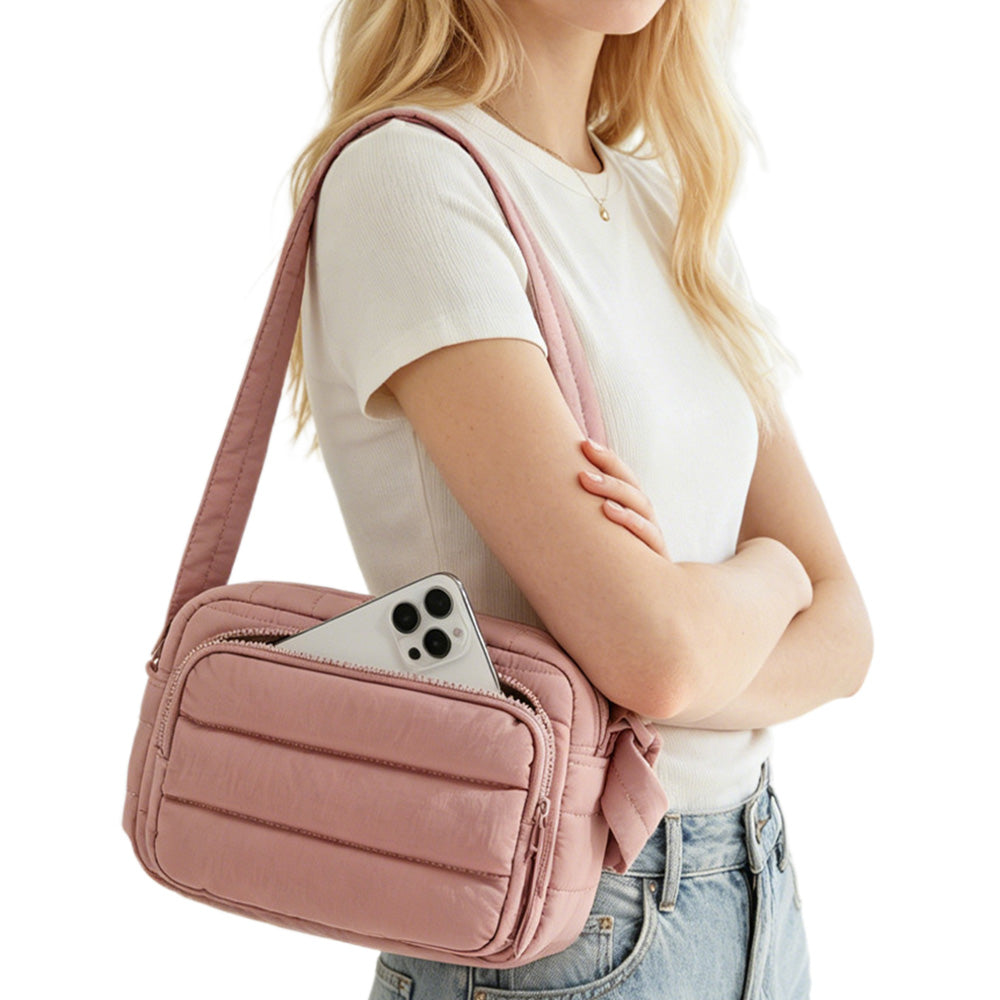 Crossbody Bag Lightweight Down-Feel Large Capacity for Commute Travel Sports