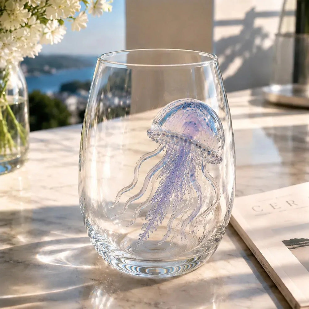 Handcrafted Marine Animal Glass Cup 350ml Unique Sea Creature Glass for Bar Home