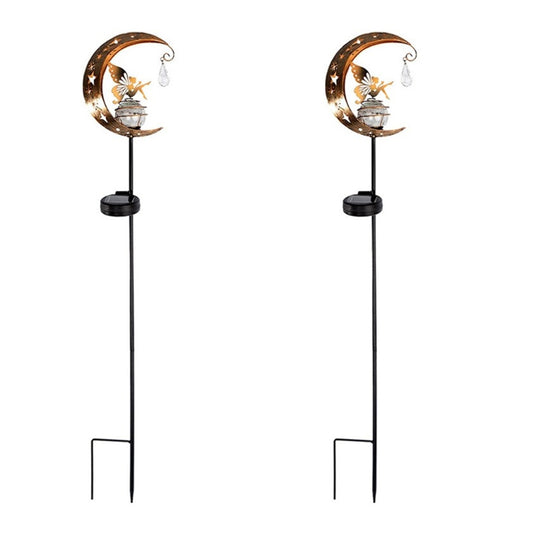 2Pcs Garden Solar Stake Light Moon Fairy Glass Globe with Angel Outdoor Decor