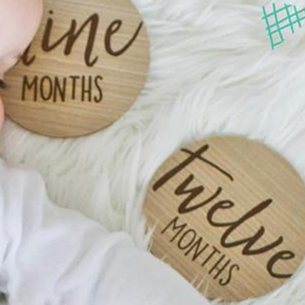 12Pcs 10CM Wooden Milestone Cards For Kids Announcement and Milestone