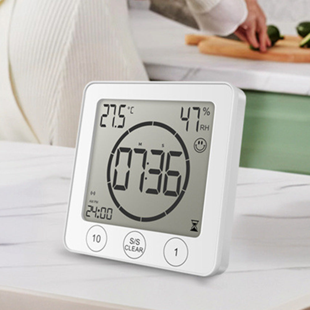 Digital Shower Clock Hygrometer Indoor Thermometer with Timer for Bathroom Kitchen