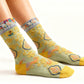 4 Pairs Women's Vintage Saturn Embroidered Retro Floral Socks