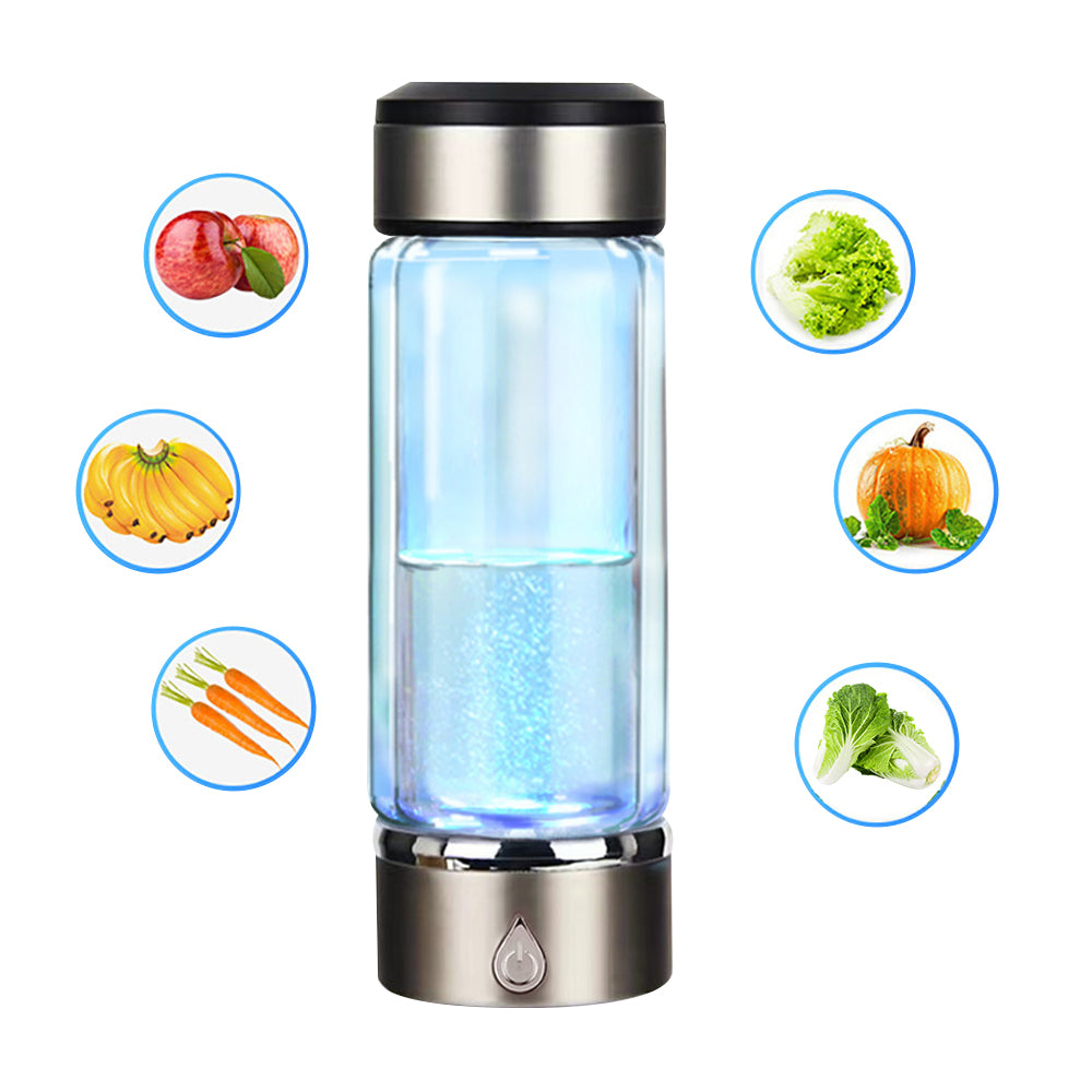 2Pcs 380ml Portable Rechargeable Hydrogen-Rich Alkaline Water Bottle