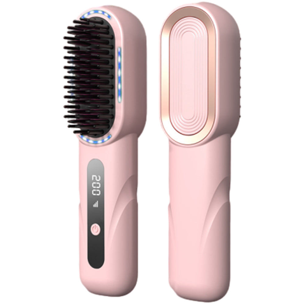 Rechargeable Cordless Hair Straightener Brush with LED Display