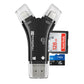 4-in-1 Multi-Interface Memory Card Reader with iPhone Charging Port