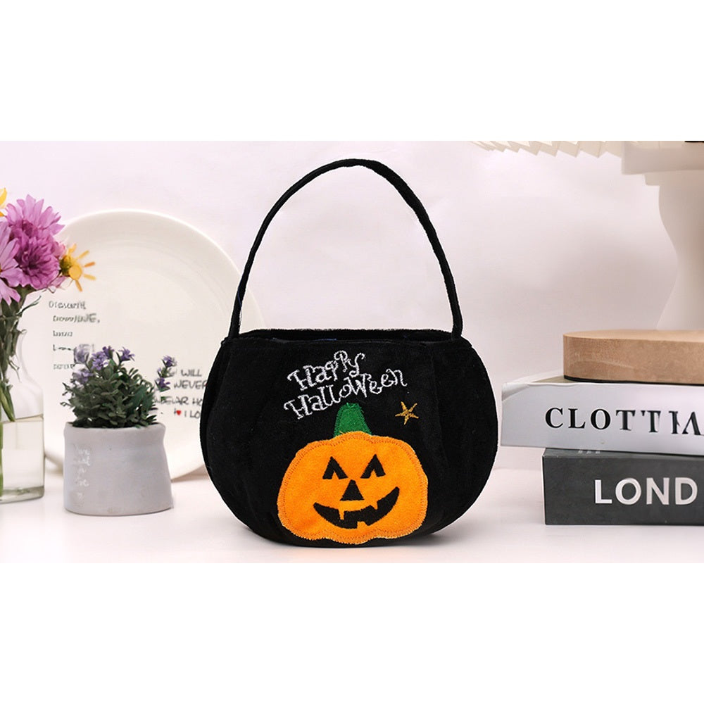 5 PCS Plush Cartoon Pumpkin Bags for Halloween Candy Toys and Gifts