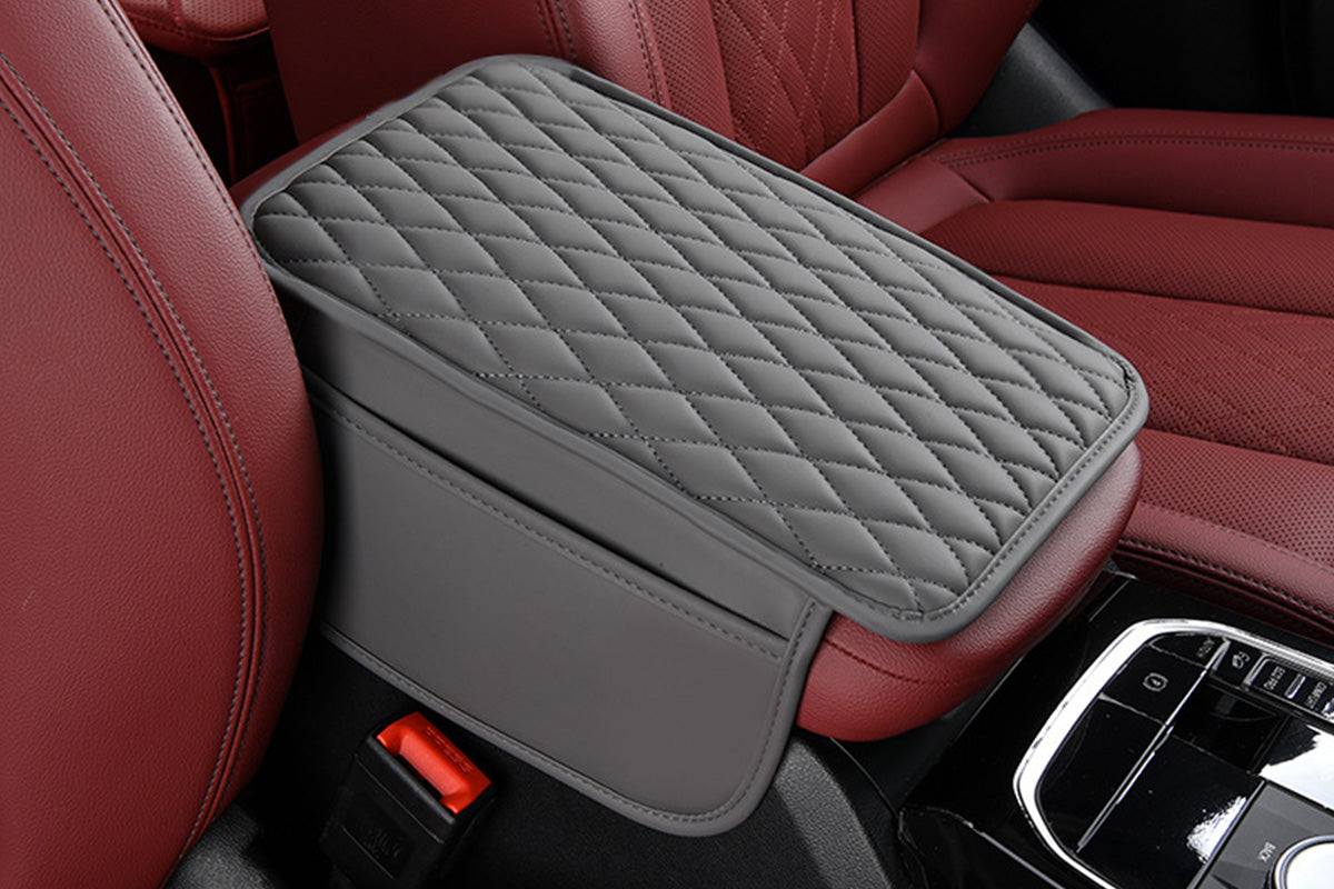 Microfiber Leather Car Center Console Cover Car Arm Rest Cover with 2 Storage Bags