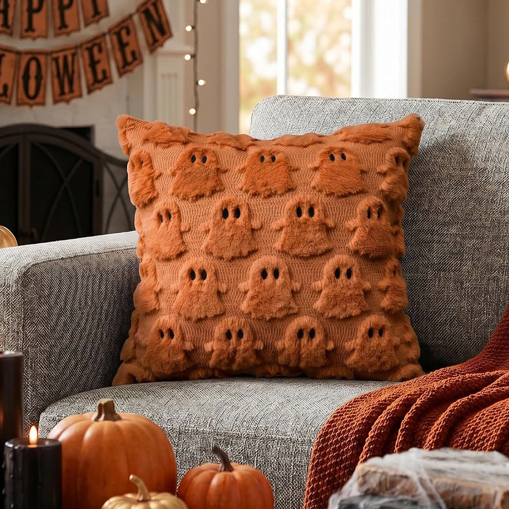 Cute Halloween Ghost Pillow Cover with Zipper for Living Room Bedroom Office
