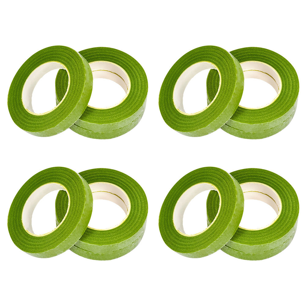 12 Pcs Green Crepe Paper Floral Tape for Bouquet Stem Wrapping and Crafts