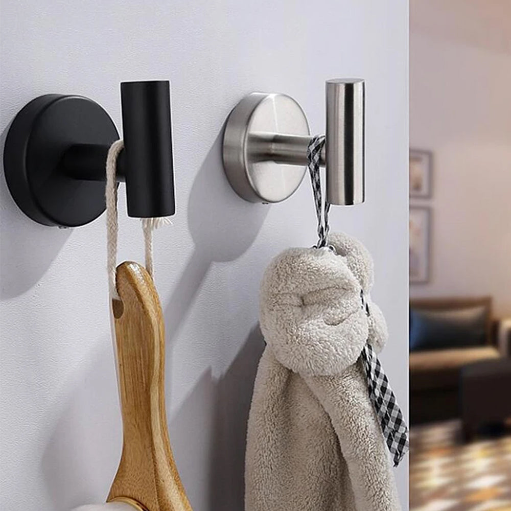 2Pcs Stainless Steel Wall Mounted Bathroom Towel Robe Hook