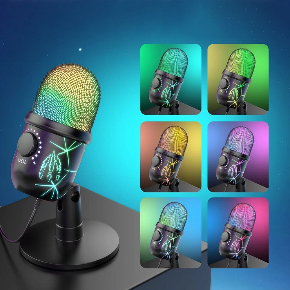 2Pcs USB Gaming Live Microphone with RGB Luminous