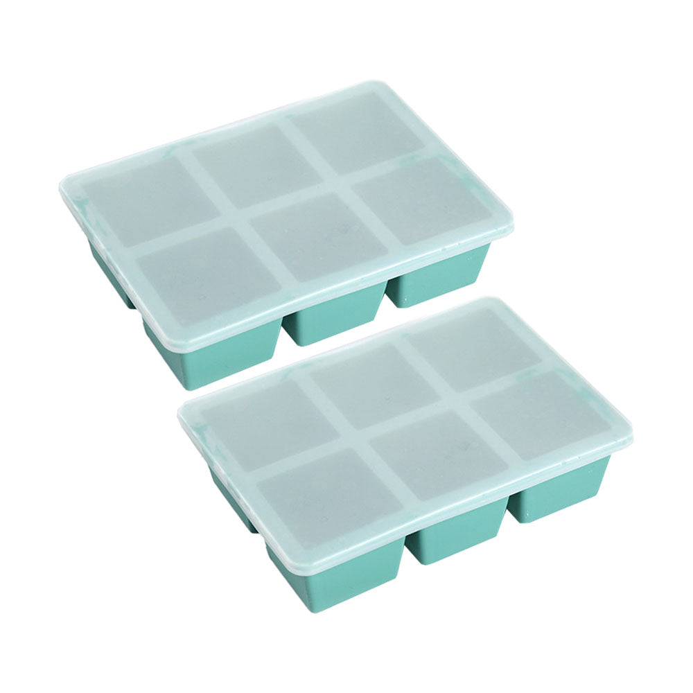2Pcs 6-Grid Silicone Ice Cube Tray Large Square Ice Cube Mold