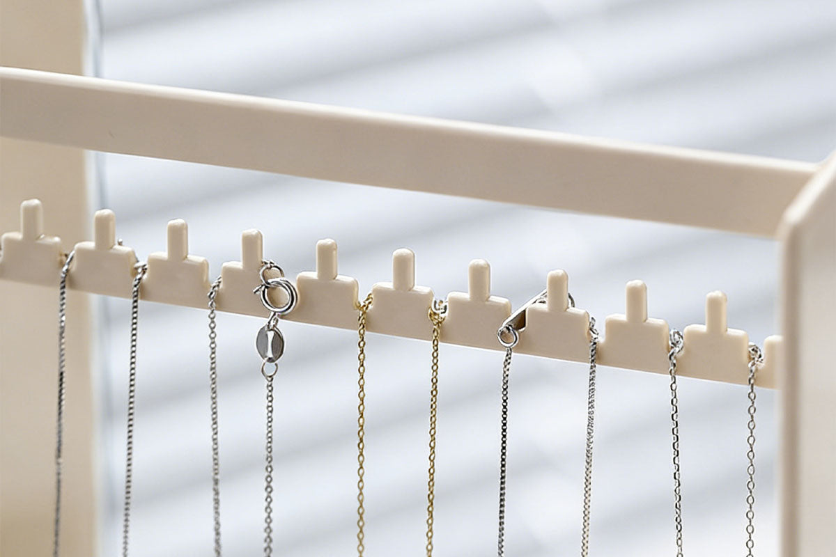 2-Tier Jewelry Organizer with Pull Out Drawer Earring Storage Box Display Case for Earrings Necklace Rings Studs