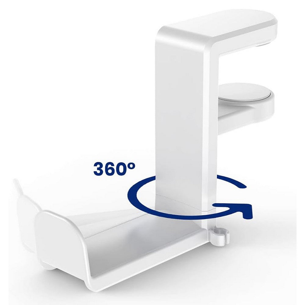 Under Desk Headphone Hook with Rotating Arm