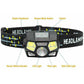 Rechargeable LED Headlamp Water-Resistant Motion Sensor Head Torch-Black